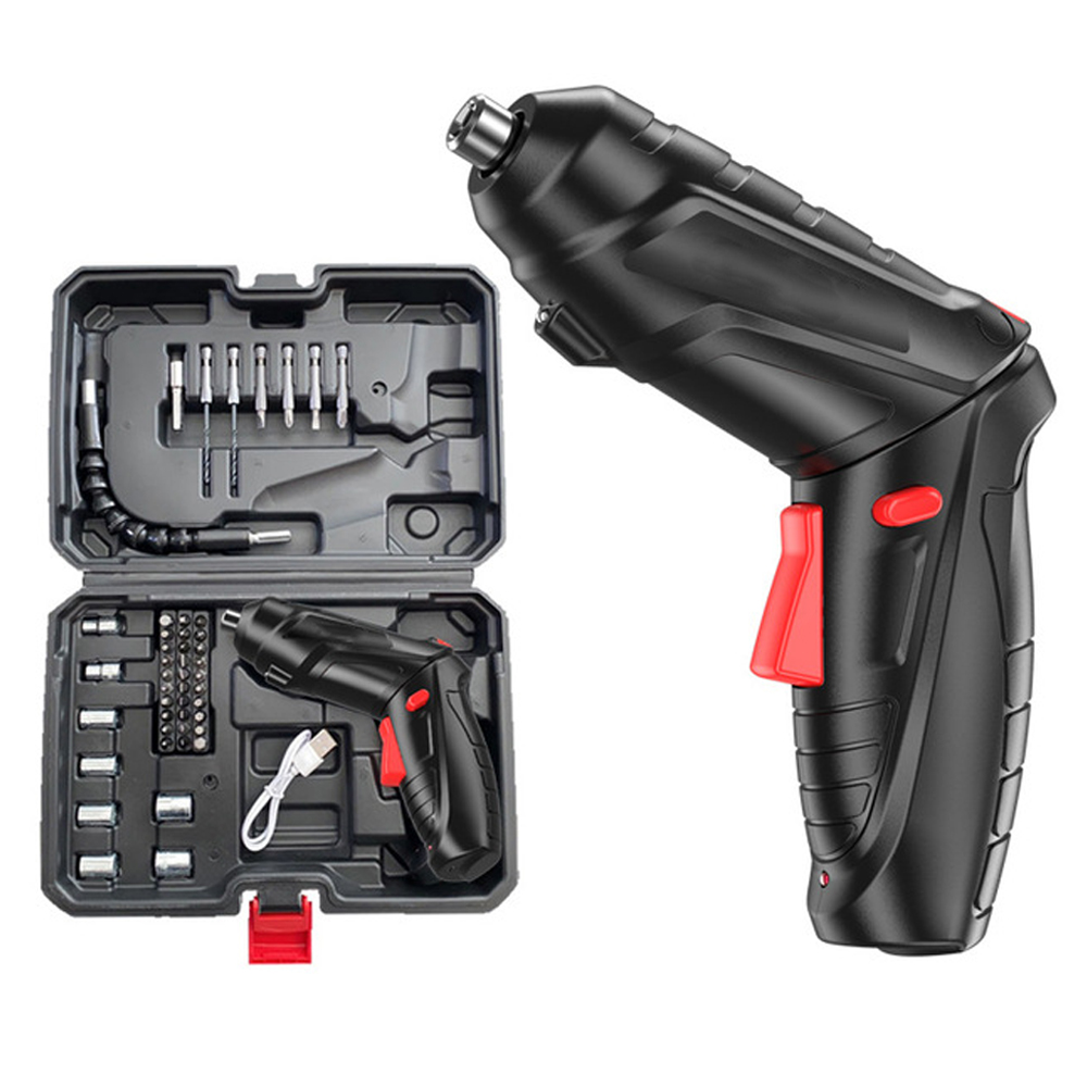 Vastar 47/16/3pcs/set Mini Electric Screwdriver USB 2-Speed Household Electric Screwdriver Drill for Door Assembly Power Tools: 47pcs black set