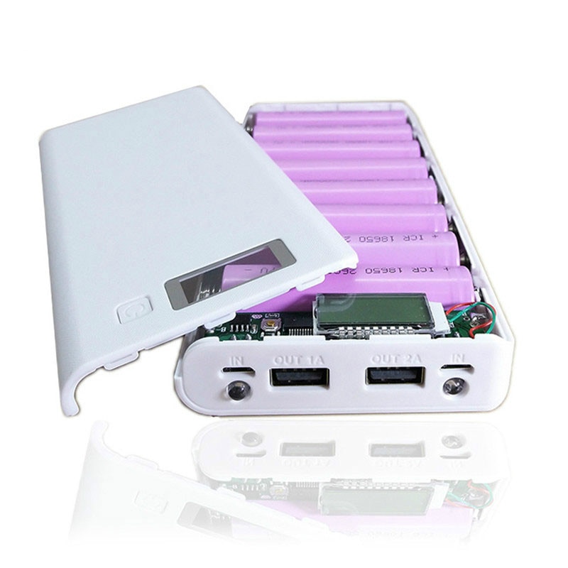 8*18650 batteriholder dual usb power bank batteriboks mobiltelefon oplader diy shell taske opladning opbevaringsetui til xiaomi