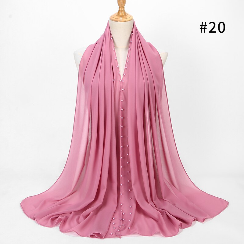Parel Sjaal Big Size Solider Kleur Bubble Chiffon Sjaal Effen Sjaals Hijab Moslim Sjaal: 20