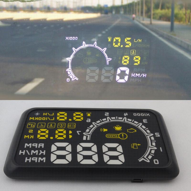 Car HUD Head-up Display Speed Mileage Alarm System Projection Display Help Novices Control Avoid Over Speed Projected Display