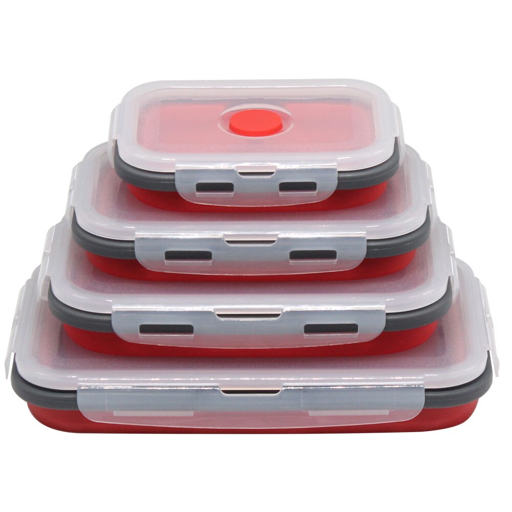 4 stuks Siliconen Vouwen Bento Box Inklapbare Draagbare Lunchbox voor Voedsel Servies Voedsel Container Voedsel Kom Voor Kinderen