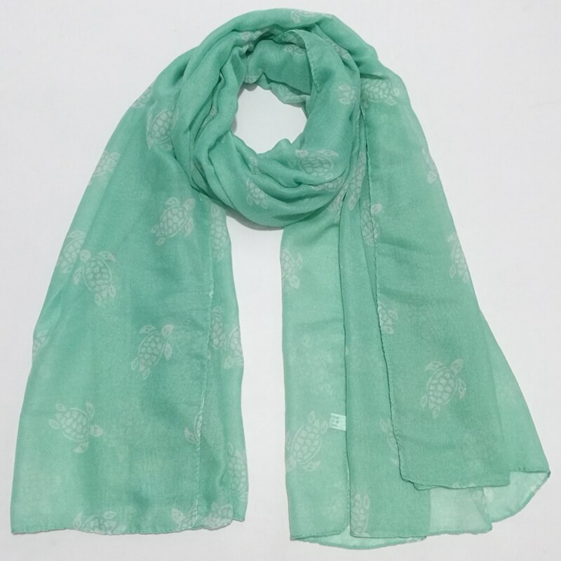 Bufanda Animal bufanda nueva Primavera Pañuelo de viscosa para mujeres tortuga de mar imprimir chales y bufandas: Verde