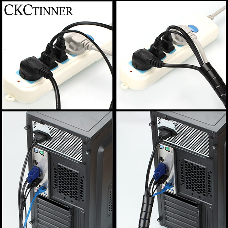 2m Wicklung rohr Kabel Draht wickeln Organizer Spirale Rohr PE 10mm-32mm Kabel Wickler Schnur Schutz kabel Hülse Draht Lagerung Rohr