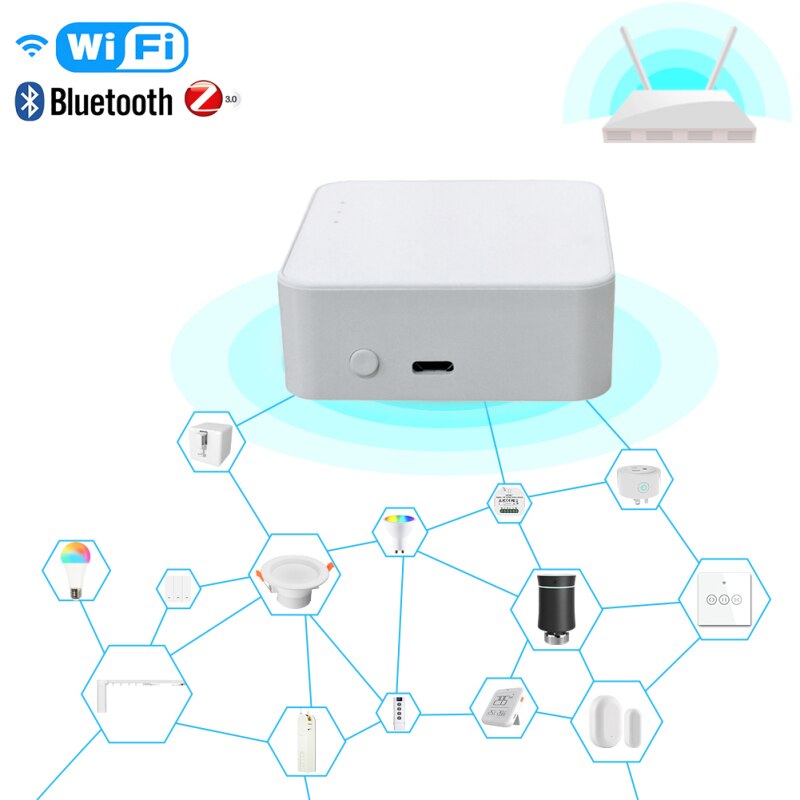 WiFi+Bluetooth+Zigbee Multi-mode Smart Gateway Tuya Wifi Zigbee Hub Smart Gateway Voice Control Work With Alexa Google Home