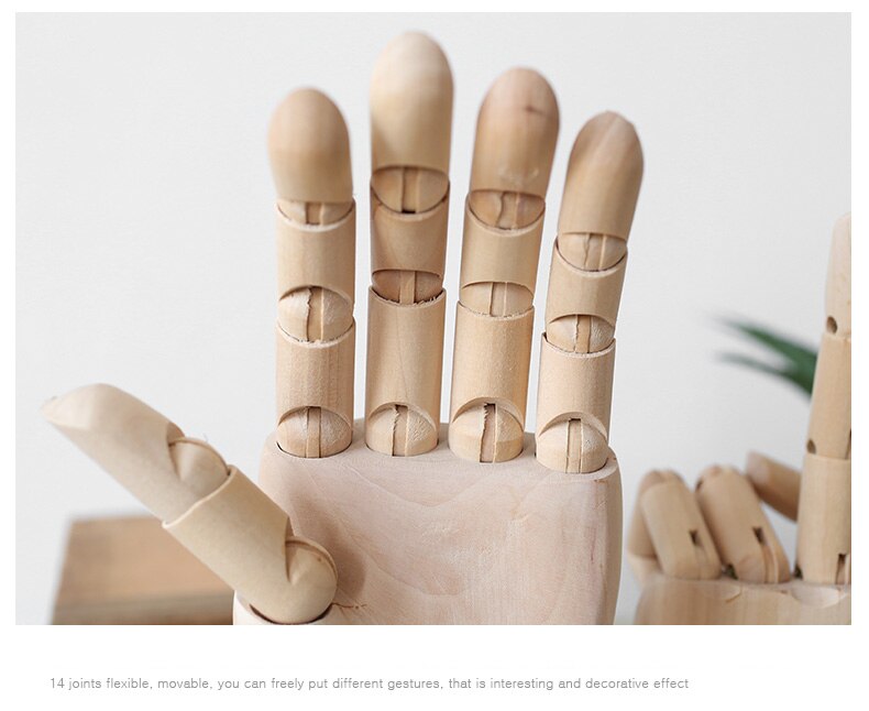 Wooden Hand Model Adjustable Mannequin Decoration Home Store Shop Window Art Drawing Artist Left Right Kid Male Female