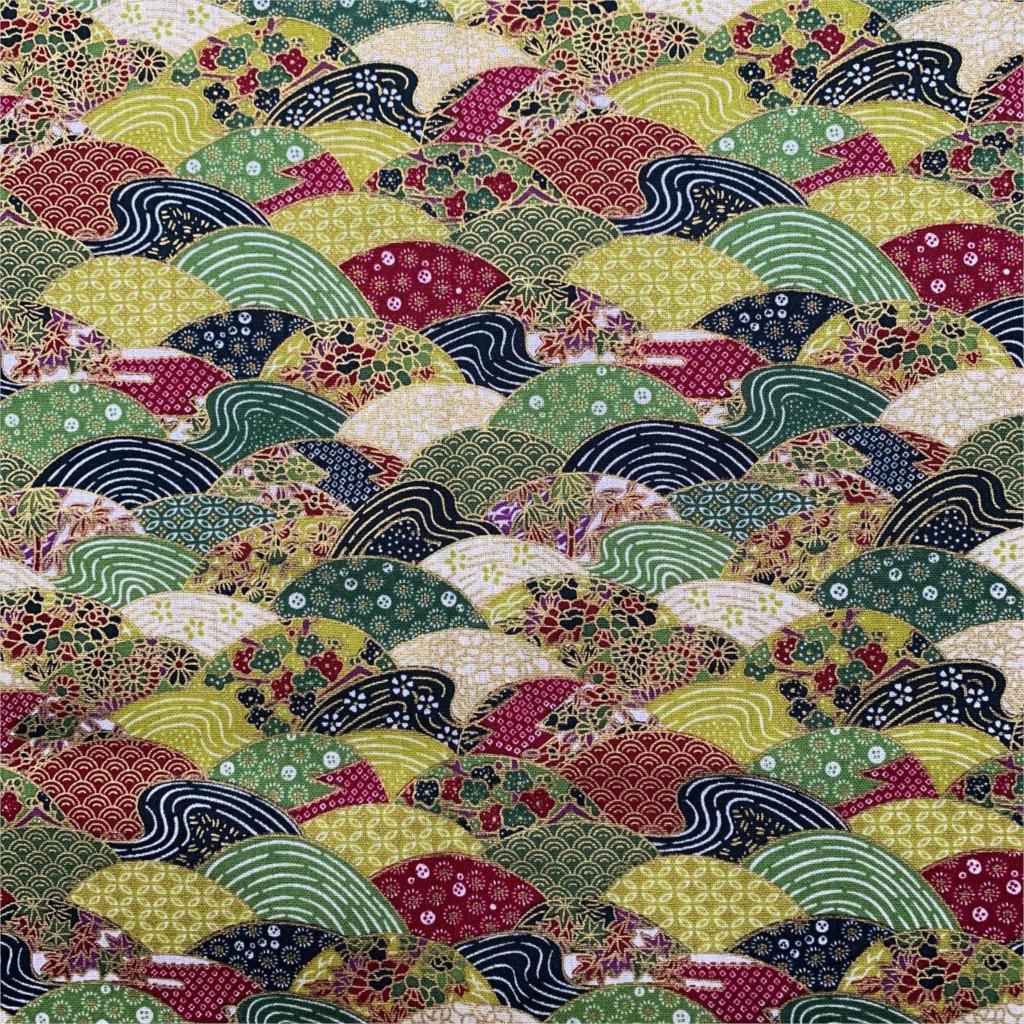 Cotton Bronzing Fabric Japanese Wave Cloth For DIY Patchwork Sewing Clothing: FA200188-1 / 100x145cm