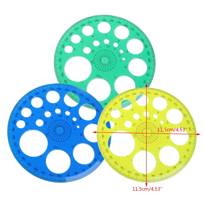 360 graders vinkelmåler all-round lineal skabelon cirkel brevpapir lineal til kontor- og skoleudkast