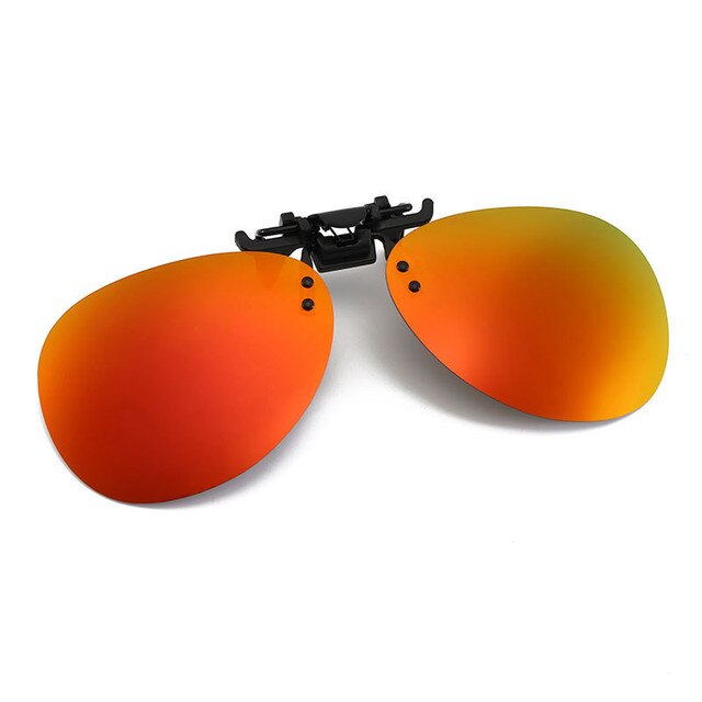 Unisex Polarized Clip On Flap Up Sunglasses UV400 Protection Glasses Men Women Driving Goggle Night Vision Fishing Goggle: Mirror Yellow