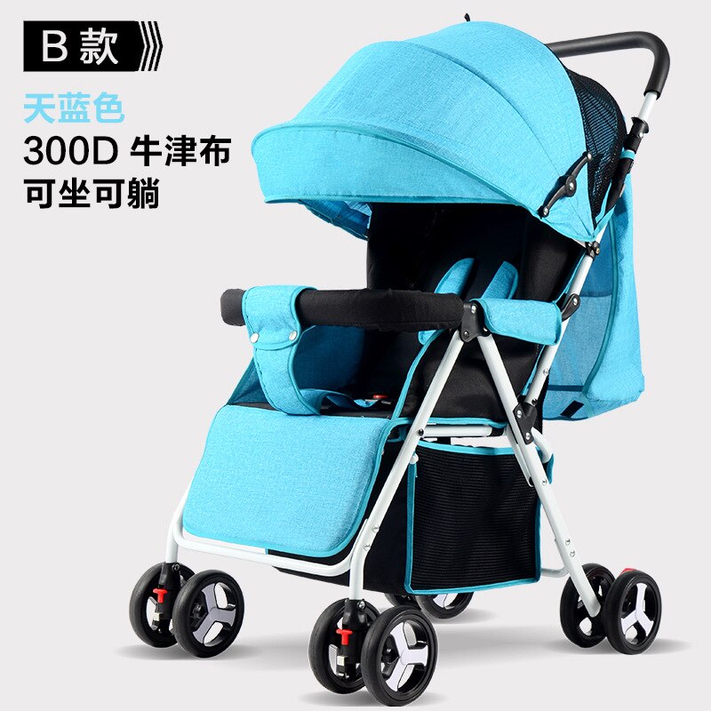 Draagbare Kinderwagen Vouwen Kinderwagen Ultra Lichtgewicht En Handig Kan Sit Lie Baby Eenvoudige Kind Mini Vier Wiel Kar: blue B