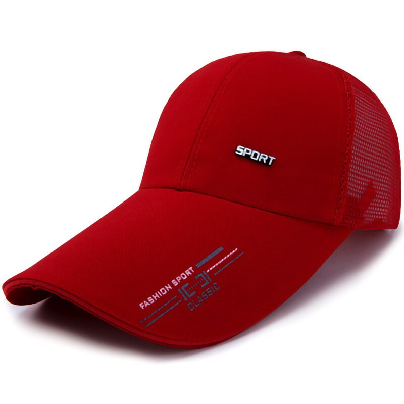 Zomer mesh ademende baseballpet voor heren verstelbare effen zonnehoed voor dames unisex sport snapback pet met klep: Rood