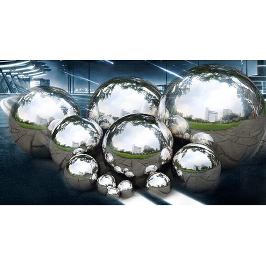 1pc Stainless Steel Mirror Polished Sphere Hollow Round Ball Garden Decor Ornament