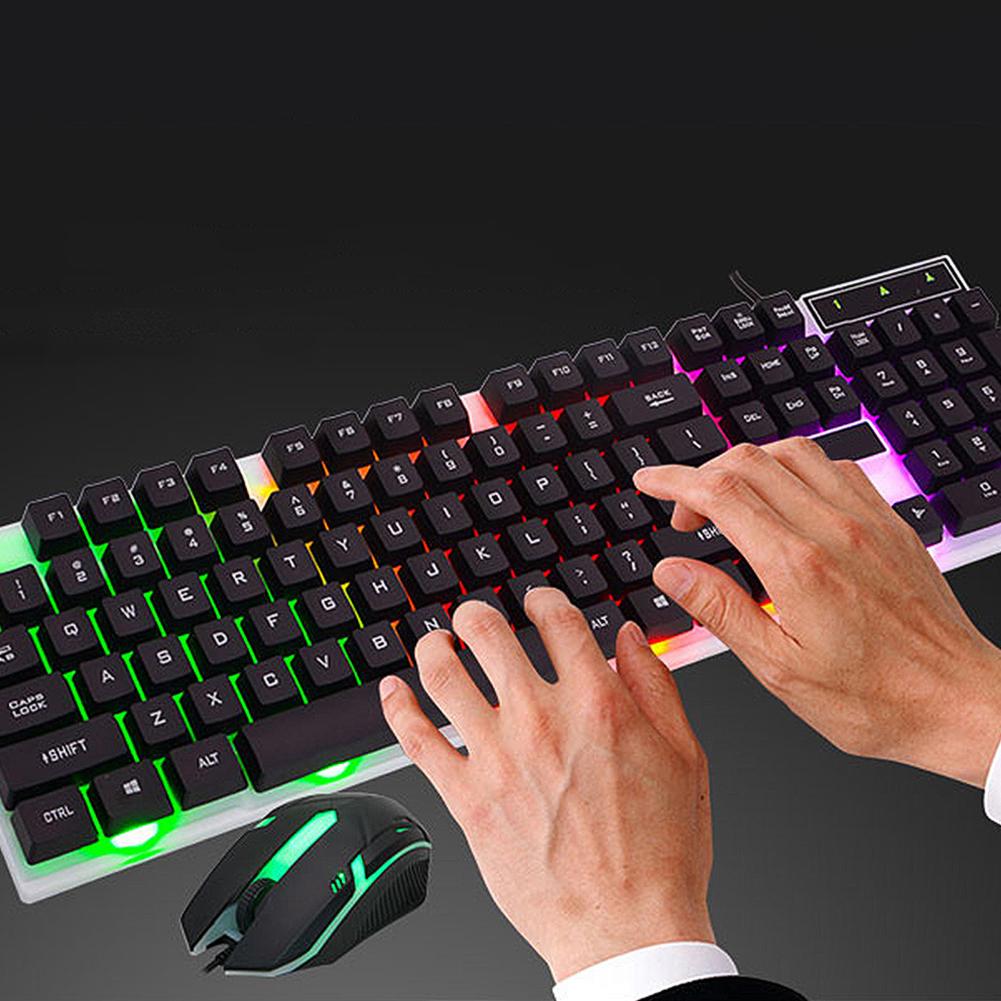 Gaming Keyboard And Mouse Wired Keyboard With Backlight Keyboard 1000dpi Rainbow Glowing Gaming Keyboards For Tablet Desktop