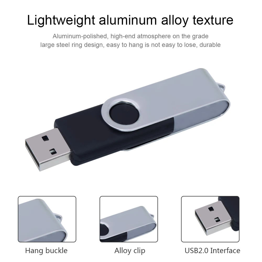 Pendrive giratorio de Metal, de 32GB unidad Flash usb, 16 Giga, 64 128 GB, 2,0