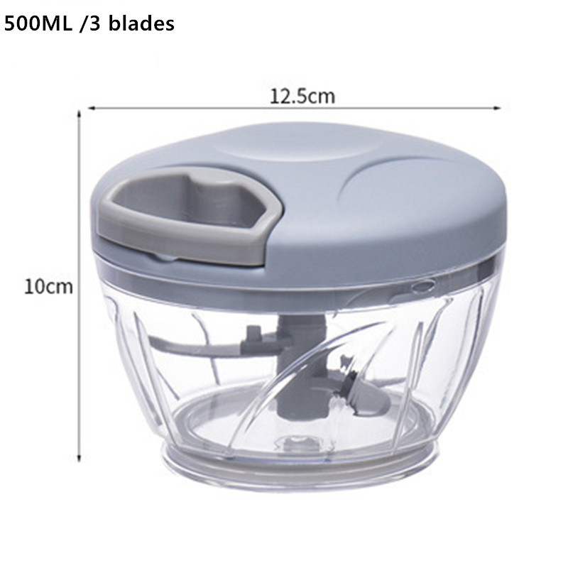 500/900ML Manual Meat Mincer Garlic Chopper Hand Pull Press Crusher Vegetable Grinder Chili Onion Cutter Kitchen Cooking Tools: light green