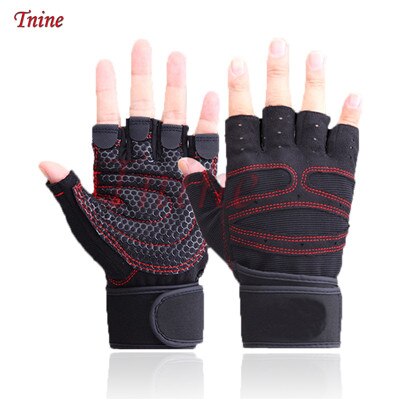 Guantes de Crossfit para hombre, manoplas gruesas para gimnasio, culturismo, Fitness, ejercicio, entrenamiento, correa de muñeca, sin aletas, levantamiento de pesas: black gloves / L