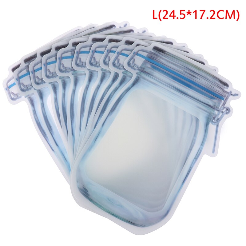 10 Stuks Herbruikbare Snack Tas Vriezer Hermetische Voedsel Opbergtas Voedsel Verse Afdichting Fles Blikjes Keuken Organizer Mason Jar Voor reizen: Blauw