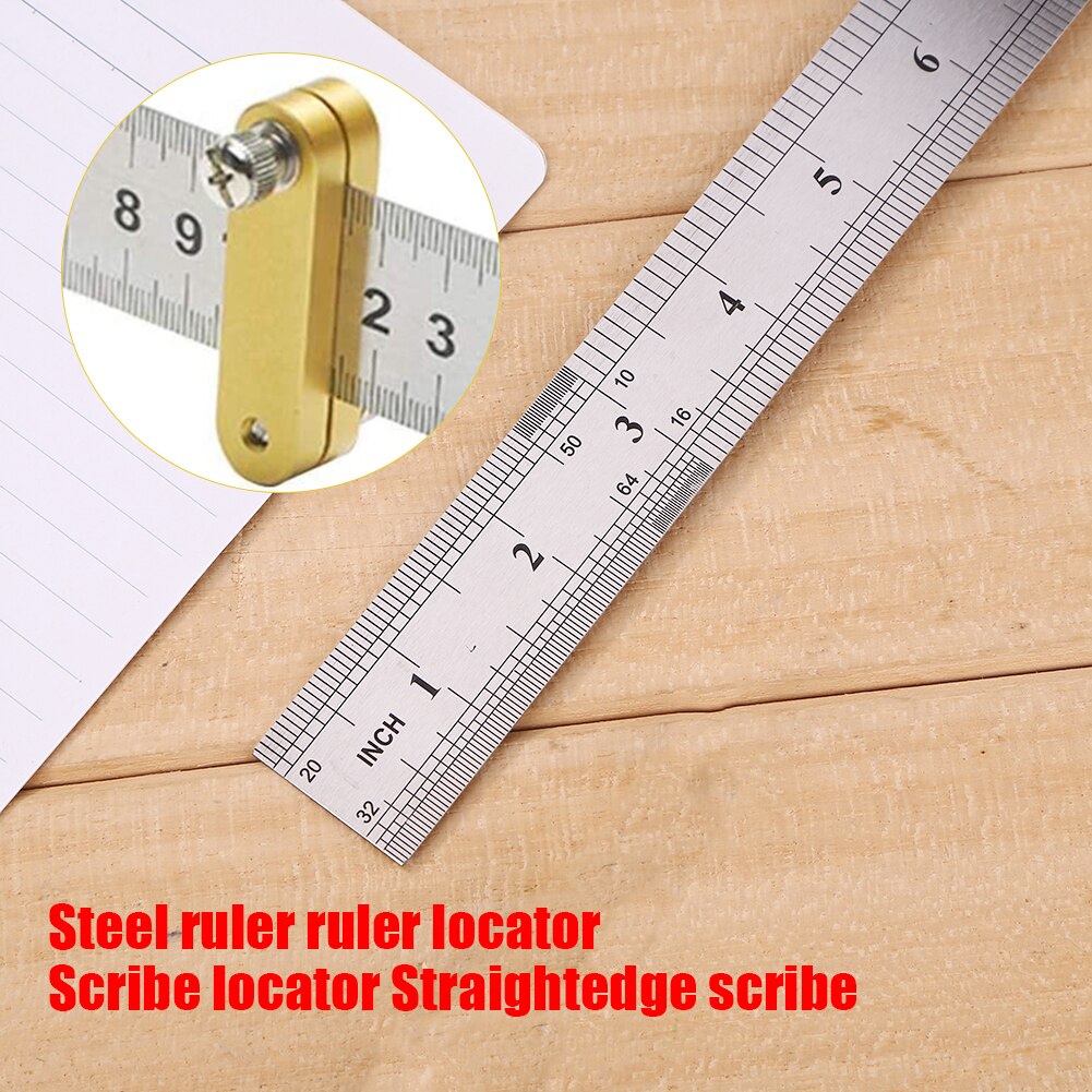 Steel Ruler Positioning Block Woodworking Scribe Drawing Mark Line Gauge Carpenter DIY Measuring Tool carpenter tools