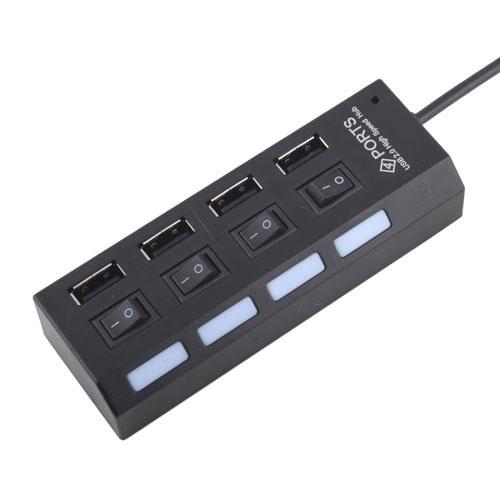 ON/OFF Switch 4 Port USB 2.0 HUB Hi-Speed Laptop PC #24 #5646
