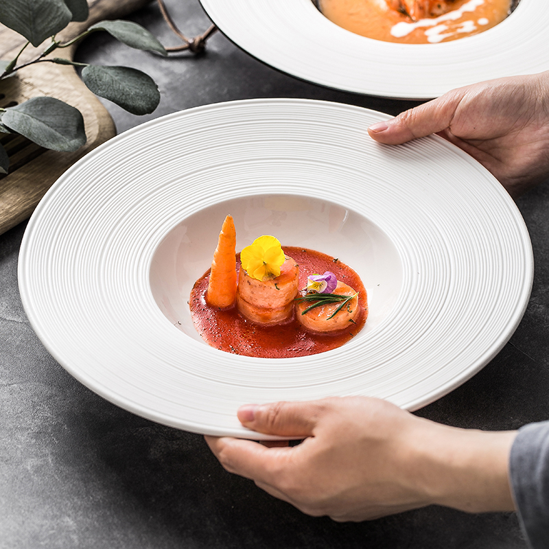 Sombrero de paja de cerámica nórdica, plato occidental, Hotel, restaurante, vajilla de cocina de 11,4 pulgadas, Pasta francesa, sopa, fideos, postre, plato profundo
