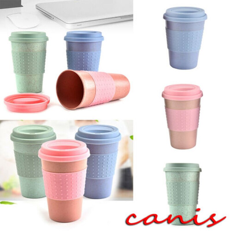 Reusable Bamboo Fibre Ecoffee Cups Eco Friendly Travel Coffee Mugs 8oz 12oz 14oz