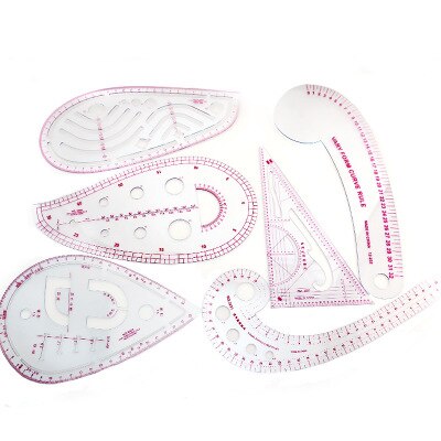 4/13 Pcs French Curve Metric Grading Ruler Measure Dressmaking Tailor Drawing Template Craft Tool Plastic Sewing Supplies: 6pcs B