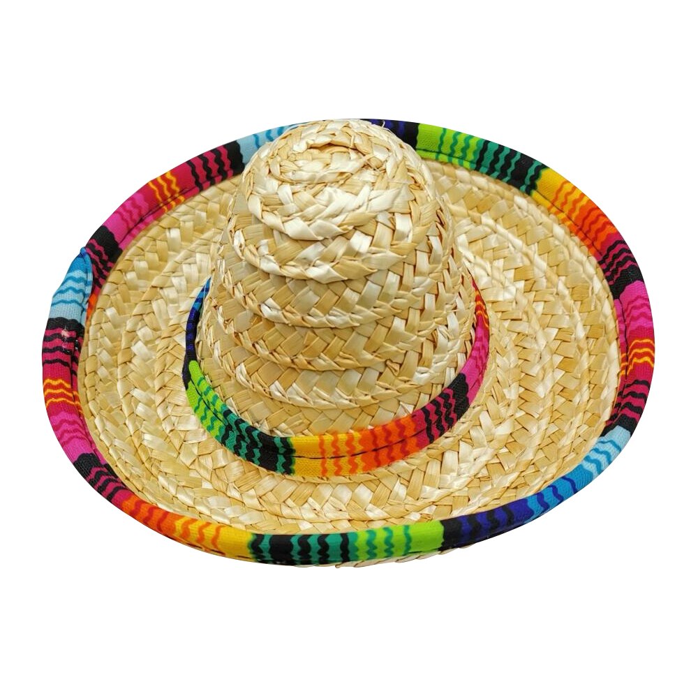 Sommer sød kæledyr mini stråhat sombrero hat mexicanske hatte dekorativ fest hat til kattehund små kæledyr solblok uv beskyttelse