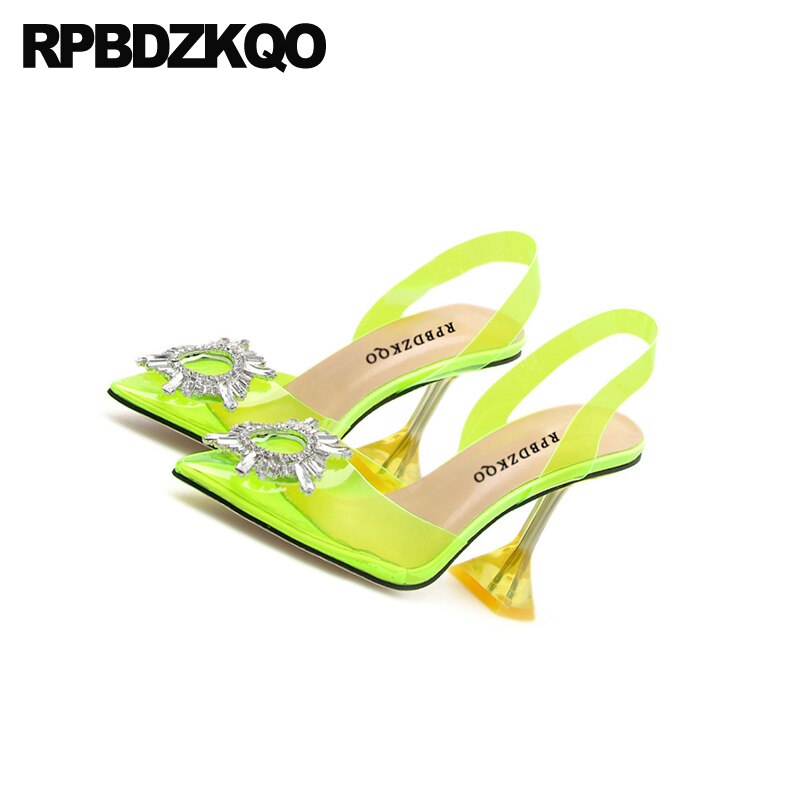 Zapatos casuales transparentes para mujer Zapatos de tacón bajo de pvc transparente amarillo con punta puntiaguda tacones altos scarpin tamaño grande cristal extremo