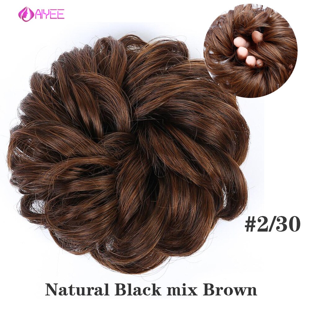 AIYEE Hair Piece Straight Hair Bun Tousled Messy Updo Bun Donut Elastic Chignons Ponytail Hairpiece Extension: 2130