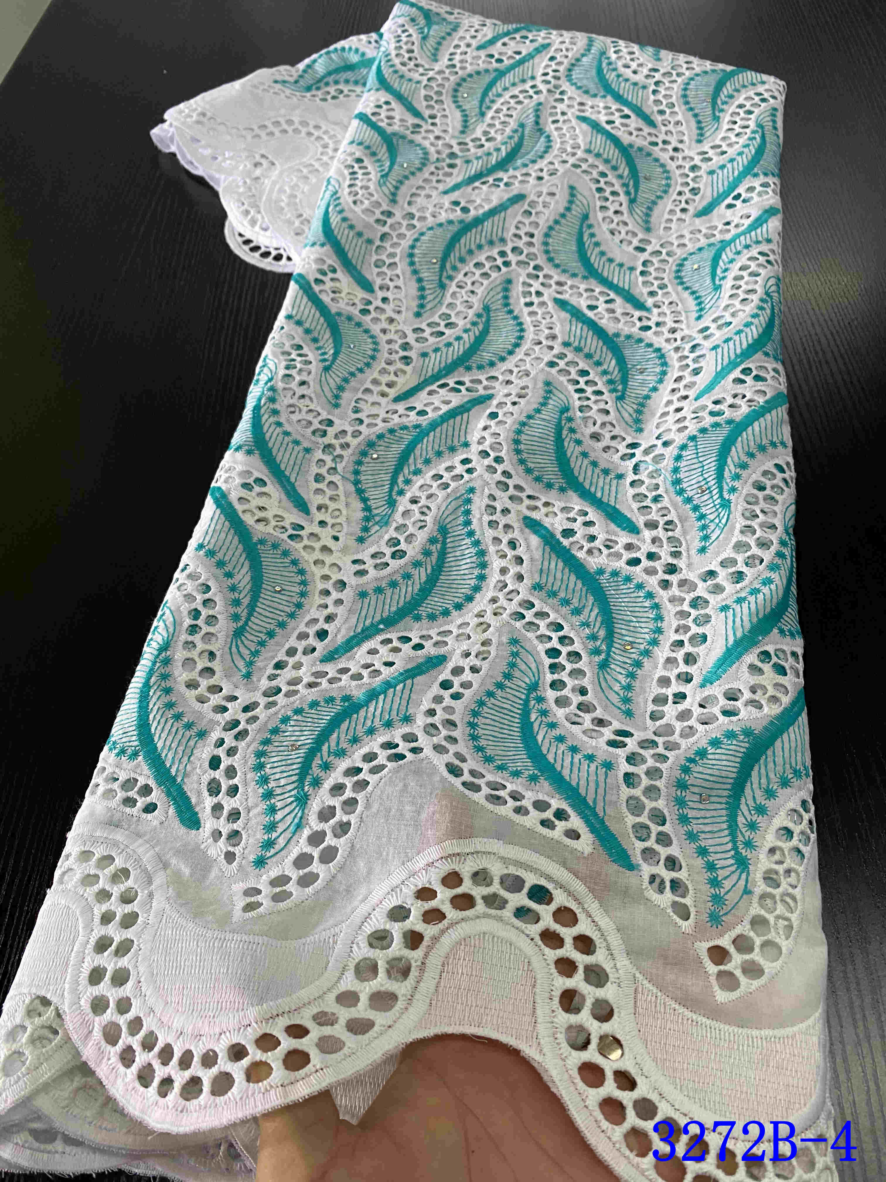 Wit Katoen Voile Kant In Zwitserland Afrikaanse Droge Kant Stof Kant Nigeriaanse Kant Stoffen Voor Kleding YA3272B-3