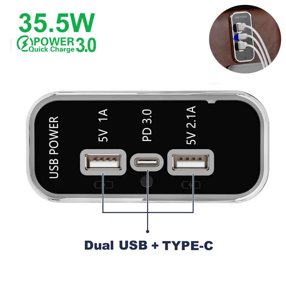 35.5W PD3.0 Autolader Socket Dual USB 3.1A Type-C Snel Opladen Splitter Outlet Power Adapter Voor motorfiets Vrachtwagen ATV Boot RV