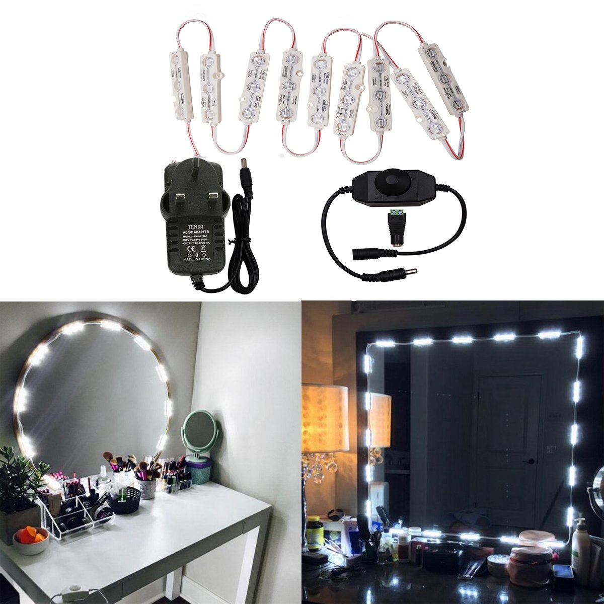 Hollywood Style LED Vanity Mirror Lights Kit Dimmable Bulbs and Power Plug,Lighting Fixture Strip for Makeup Vanity Table