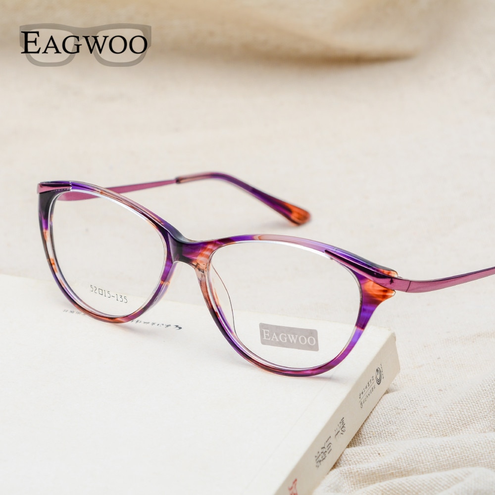EAGWOO Vrouwen Cat Eye Ontworpen Brillen Volledige Velg Optische Frame Prescription Bril Aankomst Schildpad Grijs 8158