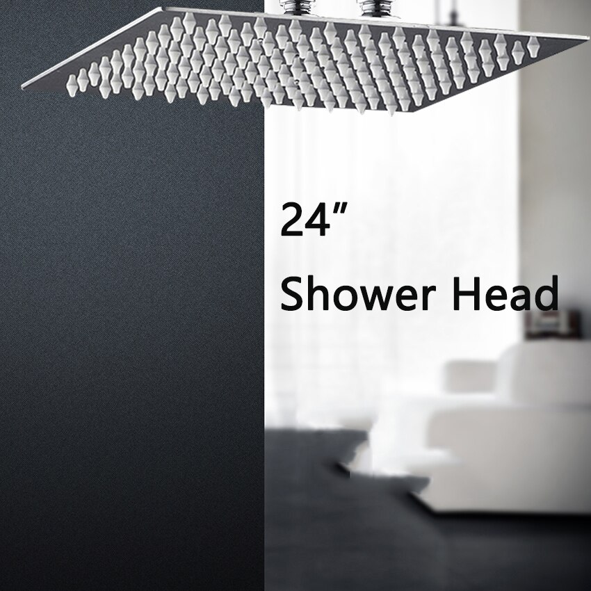 Kemaidi 6-24 tommer brusehoved loft firkantet rustfrit stål nedbør brusehoved top bruser badeværelse regnbruser hoved sprinkler