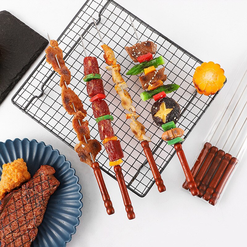Skewer for Barbecue with Wooden Handle Set Skewers for Kebabs Barbecue ...