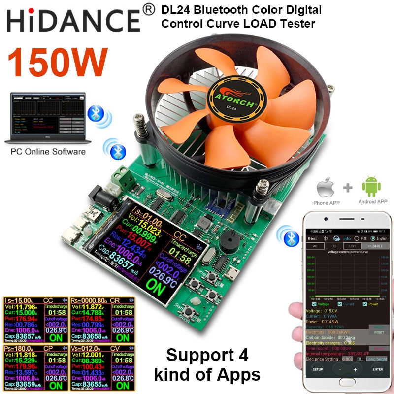 2.4"inch Color APP DC tester electronic load battery capacity monitor discharge charge power Internal resistance meter checker