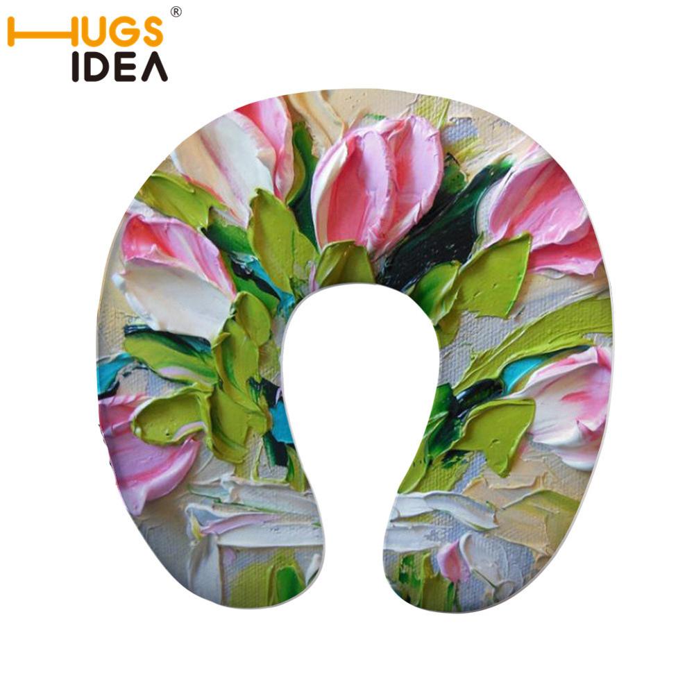 HUGSIDEA-oreiller en forme de U | Confortable motif floral, de styliste, pour le cou, la voiture et le voyage, oreiller en forme de mémoire, pour la voiture et le bureau: CC1890CT