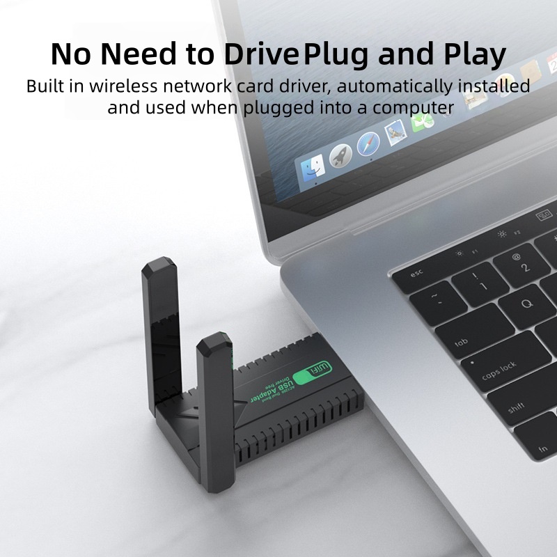 1200Mbps USB3.0 Adapter Dual Band 2.4G+5GHz WiFi Dongle Receiver Driver Free Wireless Network Card for Desktop Computers Laptops