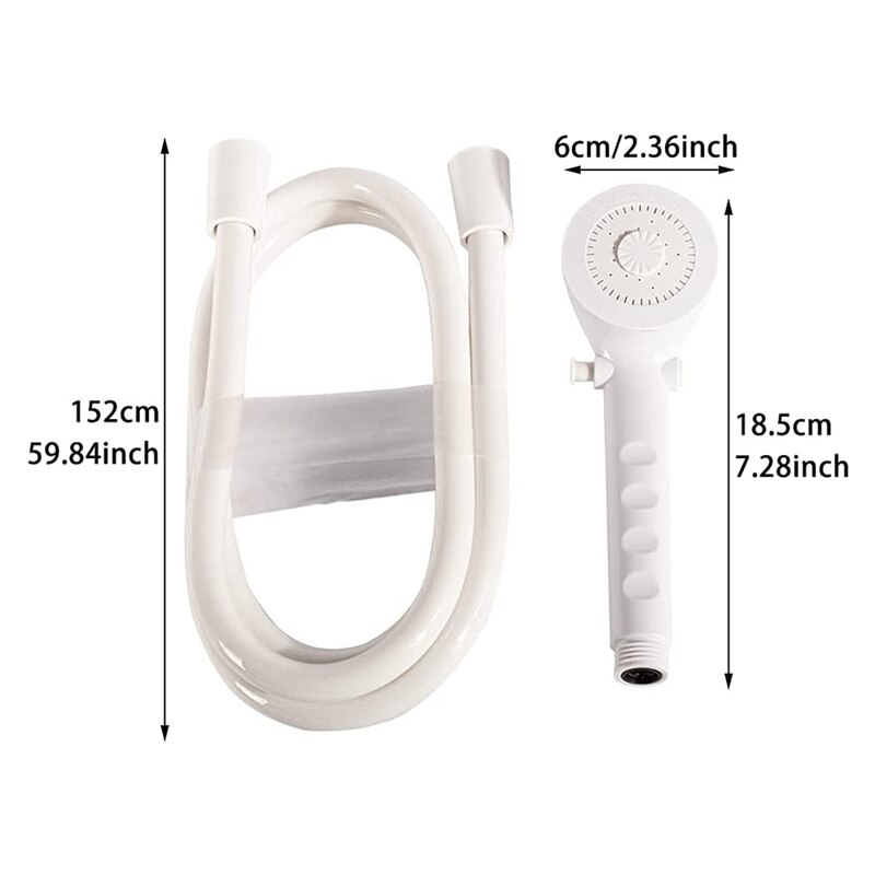 White RV Shower Head with Hose for Camper,Van,Travel Trailer, Motorhome and Boat