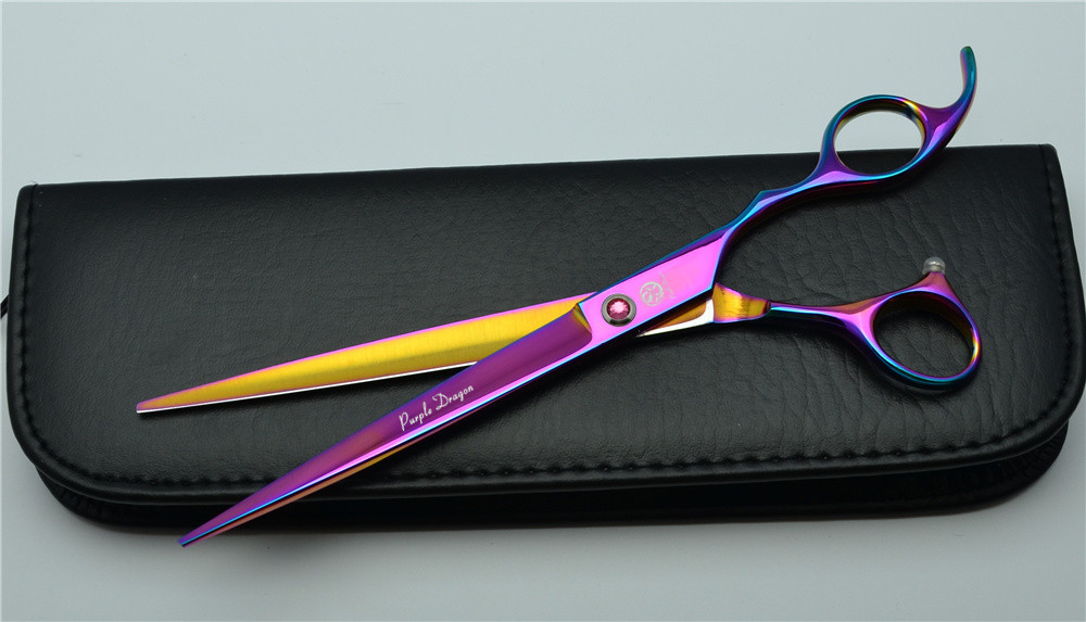 652 #8 ''22.5 Cm Dier Kappers Schaar Paarse Draak Top Grade Japan 440C Honden Katten Huisdieren Snijden scharen Haar Schaar: Purple Add Good Case