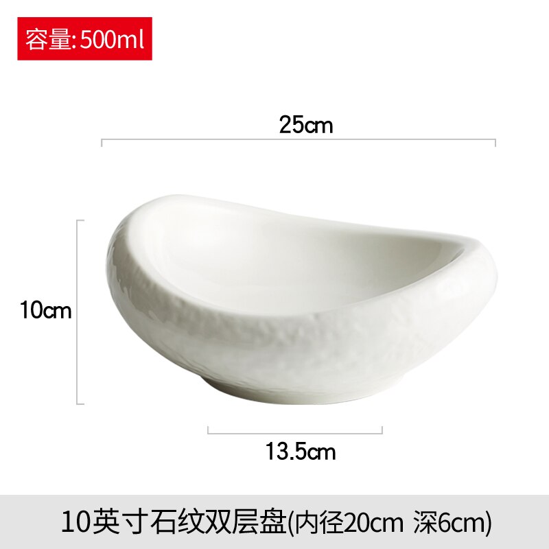 Creatieve Speciale-Vormige Keramische Kom Ovale Koude Gerechten Set Plaat Speciale Servies Hotel Restaurant Decoratie Schieten Props: 1pcs- 10 inch