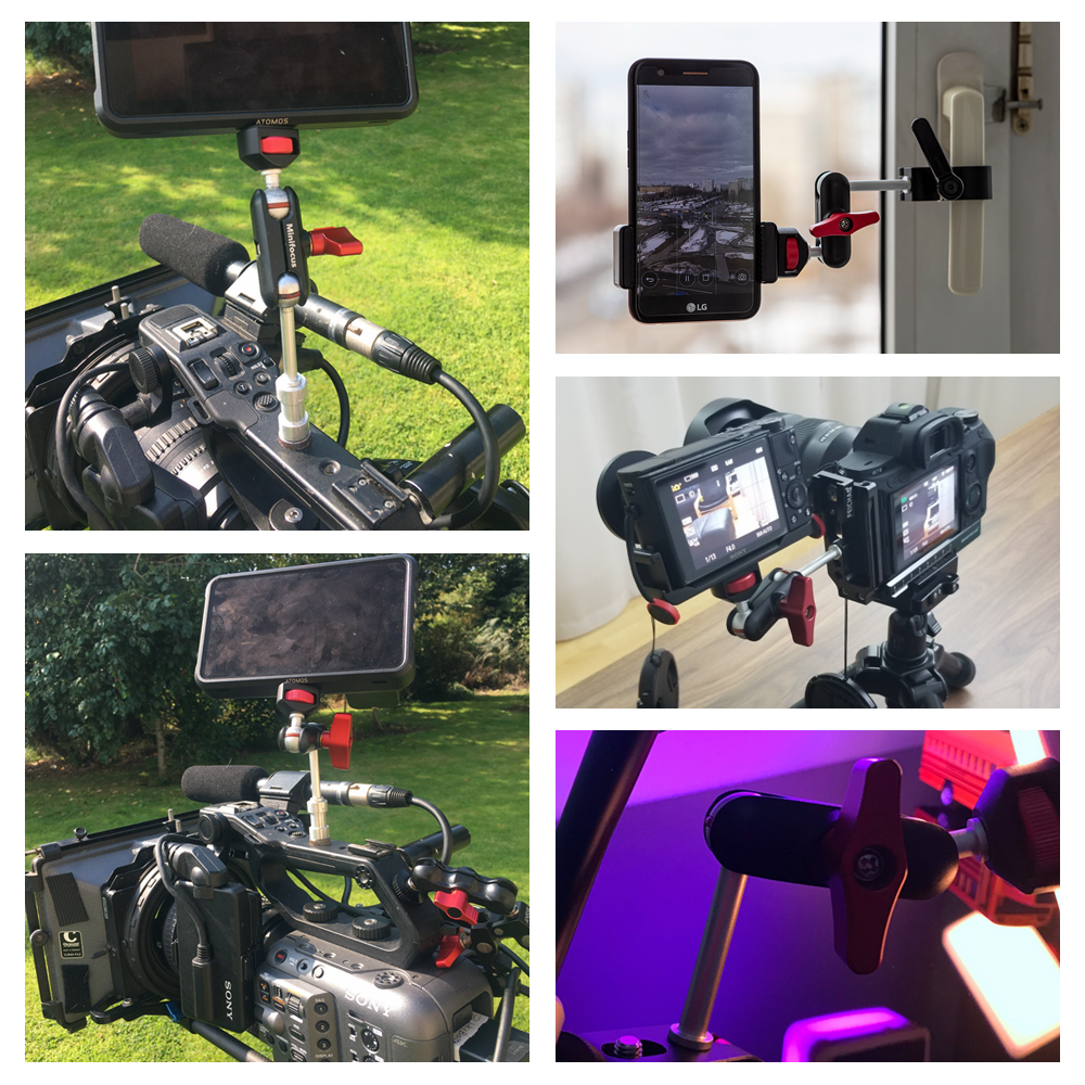 Tripod Magic Arm with Dual Ballhead Articulating 1/4'' Screw Universal Camera Video Monitor Mount Adapter for Cage LED Light