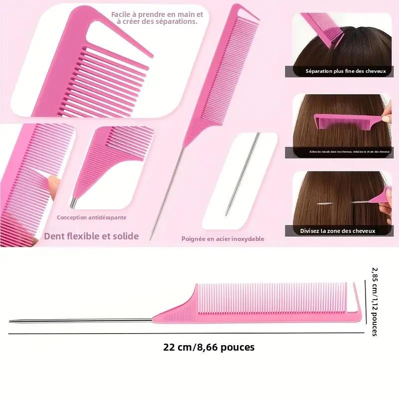 Juego de Herramientas de peinado DIY, cepillo para el cabello, Kit de herramientas para trenzar, incluye peine para peinar el cabello, peine de cola de rata, cepillo para bordes, cepillo para el cabello