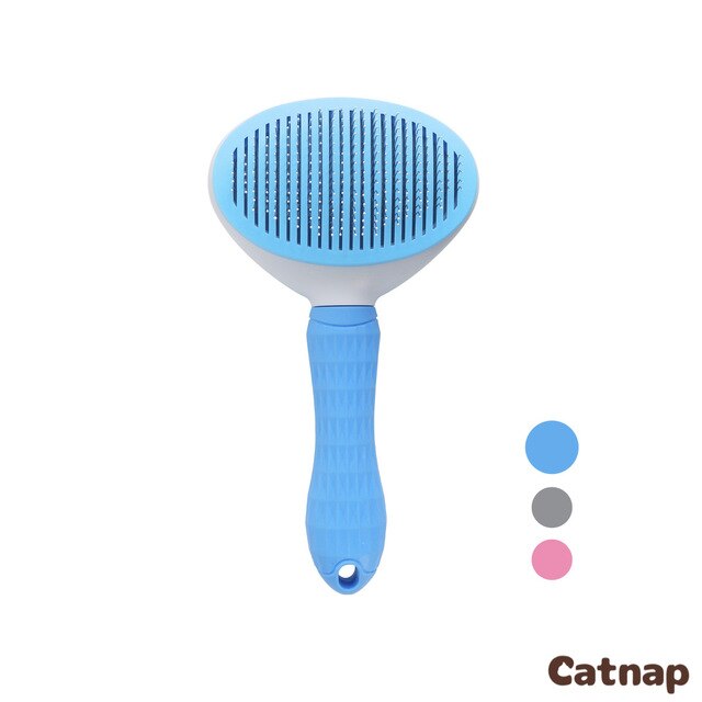 Efficiënte Self Huisdier Kam Voor Honden Schoonmaken Tool Rvs Kat Hond Grooming Haar Borstel Ontharing Huisdieren Anti-slip Kam: Blue