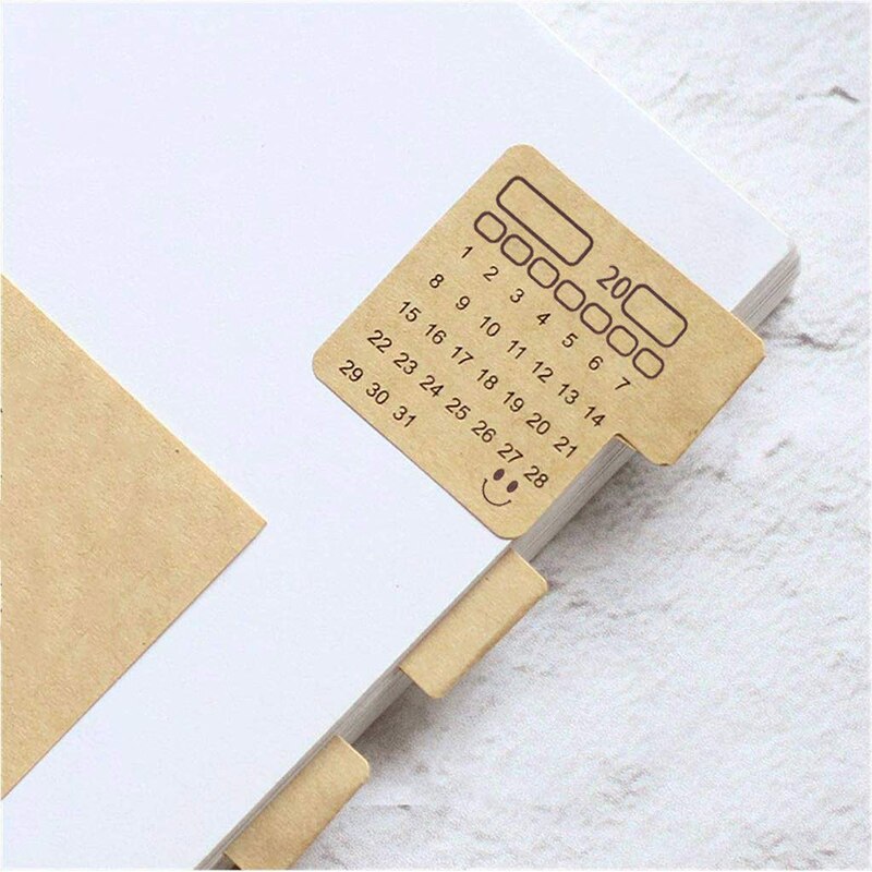 48PCS Calendars Stickers,Universal Handwriting Brown Kraft Paper Monthly Calendars Adhesive Labels for Appointment Planner Label