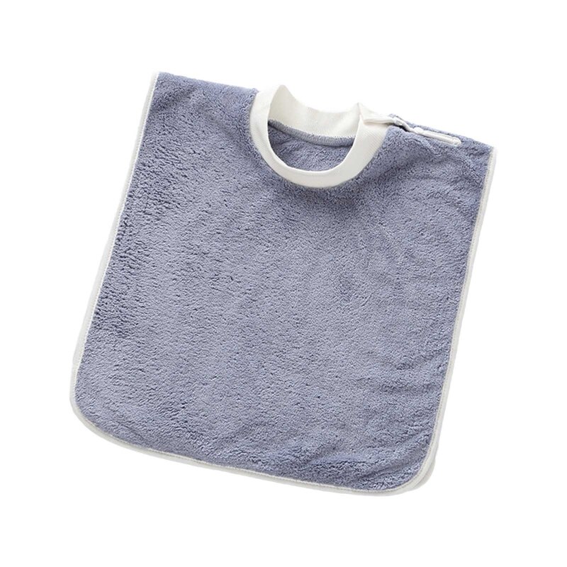 Zacht Koraal Fleece Baby Bib Tandenborstel Handdoek Voeden Burp Doek Drukknoop Speeksel Handdoek Schort Voor 1-5 Jaar oude: Gray blue
