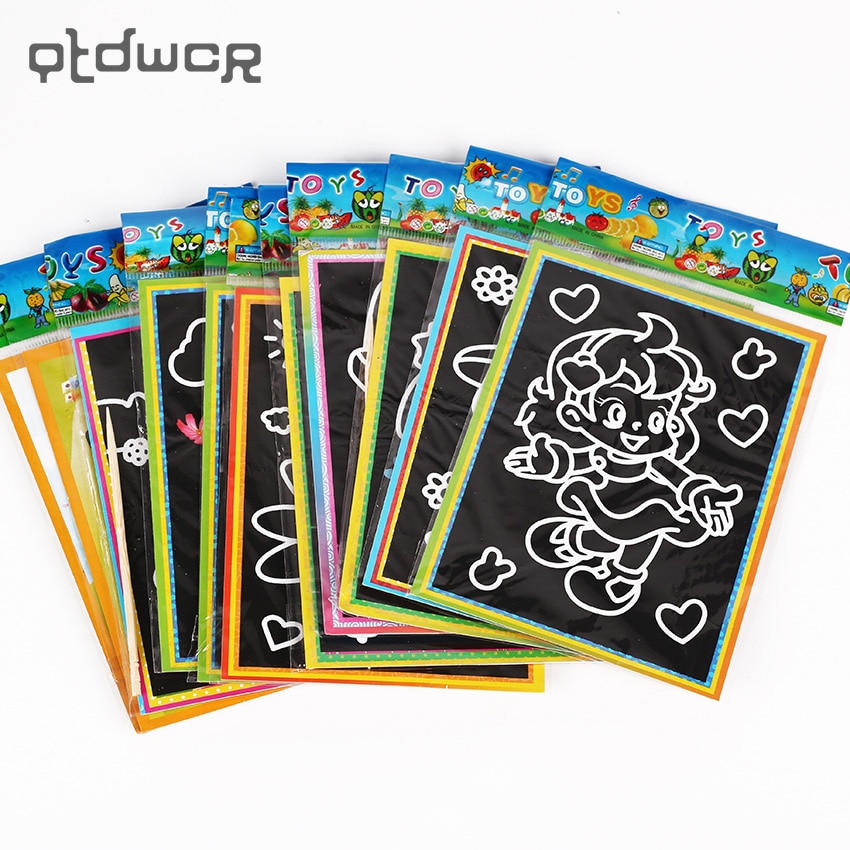 6 PCS Kinderen Scratch Art Doodle Pad Schilderen Kaart Educatief Vroeg Leren Tekening Boek voor Kinderen 13cm x 9.5cm