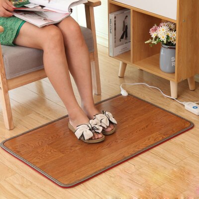Tappetino Riscaldante Per Piedi Elettrico 50x30 Cm - Scaldapiedi Con 10 Temperature E Timer, Retro Antiscivolo, Nero Effetto Legno