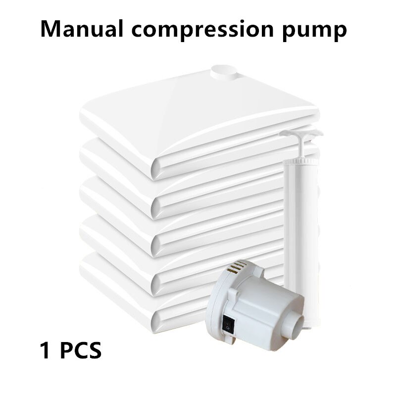 Thickened Vacuum Bag Clothing Storage Bag With Valve White Border Folding Compression Storage Bag Travel Seal Bag (White): 70x100 cm / Electric air pump