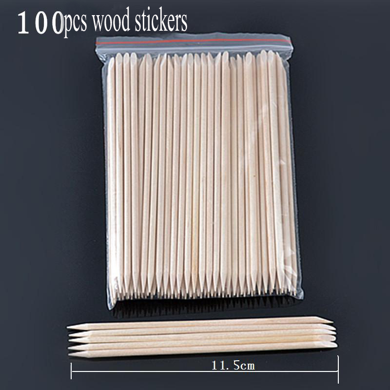 novedoso de manicura de madera, 100 unidades/paquete, 11,5 cm, bastón de madera naranja, quitacutículas, diseños de uñas, palillo para decoración de uñas
