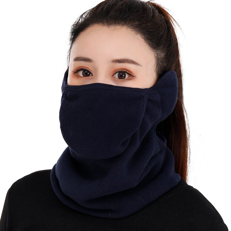 Winter Gezicht Bescherming Riding Gezichtsmasker Nuttig Stofdicht Maskers Bescherming Oor Bescherming Halsbanden Ademend Gezichtsmasker: Marineblauw